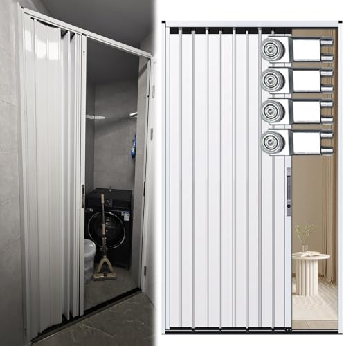 Puerta Plegable Corredera Alta 214CM Puerta Acordeón Plegable Aluminio Interior Puerta De Entrada Plegable/Puertas De Armario De Partición De Habitación, Puerta Corredera Temporal Retráctil(66x214cm(