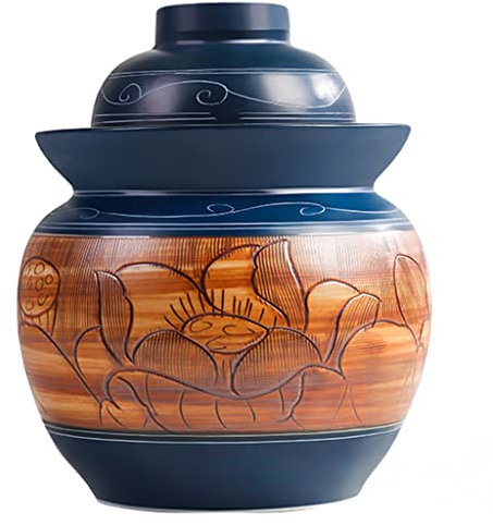 BCJMKDX Vaso di fermentazione. Vaso di decapaggio in Vaso di coccio di fermentazione in Ceramica Tradizionale Cinese con Coperchio a Tenuta d'Acqua, Grande Kimchi in Ceramica addensata(3.5KG)