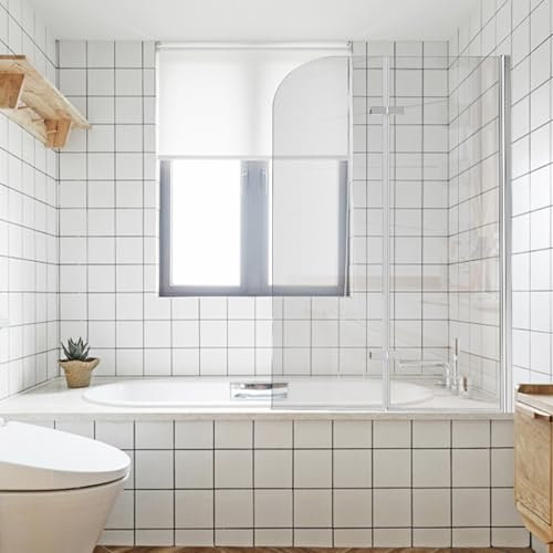 ISOISL Parete doccia per vasca da bagno, 100 x 140 cm, 2 pezzi, pieghevole, con vetro di sicurezza monolocale da 6 mm, colore argento trasparente, con inserto per vasca da bagno