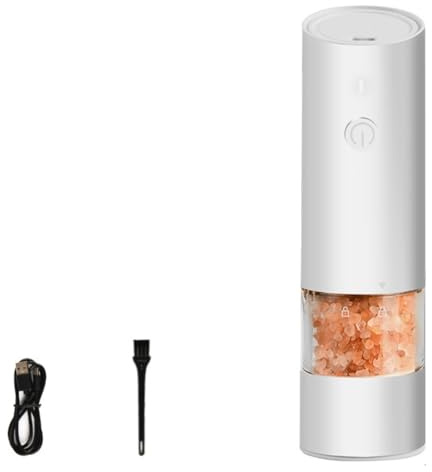 Vocdikficy Molinillo de Pimienta Recargable por USB, Molinillo de Pimienta Eléctrico, Molinillo Doméstico de Sal Marina para Barbacoa