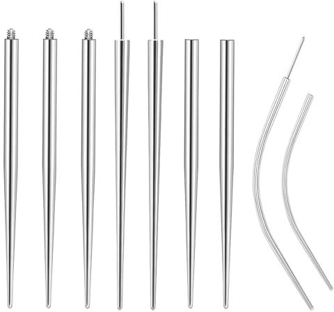 9 PCS Kit Piercing Aiguille Piercing Broches d'Insertion Coniques Acier Chirurgical 316L 14G 16G 18G, Outils pour Oreille/Nez/Lèvre/Langue/Nombril Accessoires Piercing pour Débutants et Professionnels