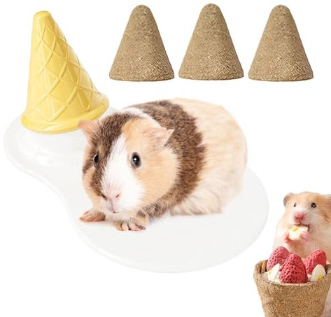 dewdat Frettchen Bett,Kühlmatte aus Keramik Hamsterbett - Kegelförmige Kühlmatte als Landschaftsdekoration inklusive Nagestangen für Igel, Eichhörnchen, Frettchen und Chinchilla zum Knabbern