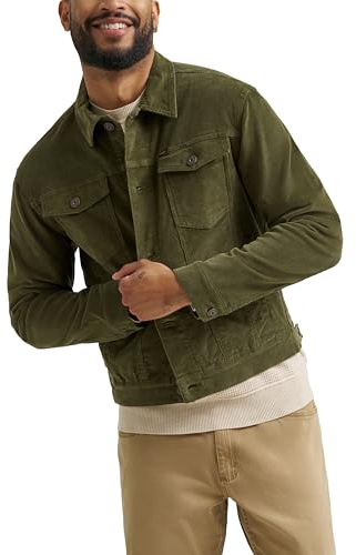 Wrangler Giacca Trucker in velluto a coste da uomo, Verde oliva scuro (Olive Night), X-Large
