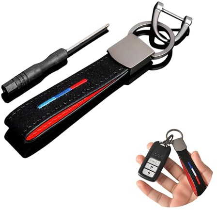 Porte Cles Voiture Fibre de Carbone Laniere avec Logo Metal | Fibre de carbone, anneau metallique durable, rotation a 360°, design elegant, ajustement universel pour cles