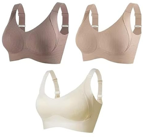 DEJIN 3 PCS Super Firming Bra, Women's Wire-Free Push-Up Bra, Breathable Anti-Sagging Breasts Bras, 3D Lift Design+Wide Side Wings