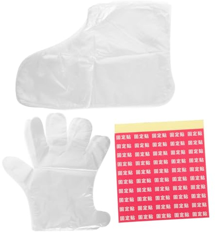 VICASKY Professionelle Fußmaske und Handmaske Satz mit Pe Material Feuchtigkeitsspendend und Auslaufsicher für Spa und Reisen Inkl Fixieraufkleber Zufälliger Stil