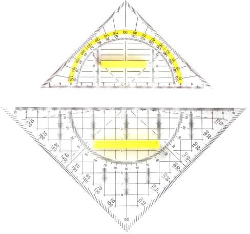ASOMI 2 Stück Flexible Geo Triangles, 16 cm + 22 cm Geometrie-Set, Geodreieck Flexibel mit Griff, Bruchsicher und Transparent, Ideal für Studenten und Profis