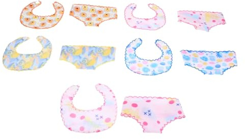 Beaupretty 5 Ensembles Culottes et Bavoirs pour Poupée Accessoires Réutilisables pour Tenues de Jouets