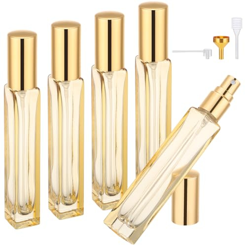 Segus Botella de perfume de viaje, 5 atomizadores de perfume de vidrio de 10 ml, botella de viaje para después del afeitado, decantador recargable para después del afeitado, atomizador de fragancia