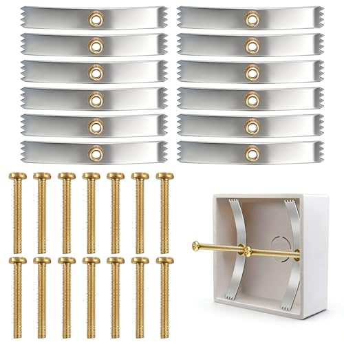 BQMEZRNUS 12PCS Back Box Repair Clips, 86 Type | Switch socket repair kit with screws & support rods, universal wall outlet repairer for damaged screw holes,metal accessories