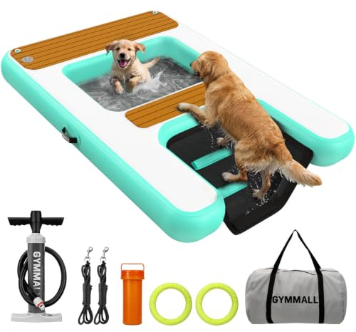GYMMALL Uppblåsbar vattenramp 170x120 cm, slitstark hundramp upp till 150 kg, perfekt för pool, brygga och båt