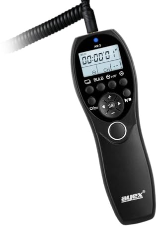 ayex AX-3 - Disparador de intervalos con pantalla LCD compatible con Nikon DC3 Bulb Timer Delay Grabación en serie, cable extraíble, exposición prolongada