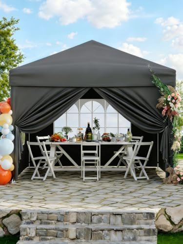 JustSmart Wasserdichtes Pop-Up Pavillon 3x3m mit 4 Seitenteilen – UV-Schutz 50+, höhenverstellbar, faltbares Gartenzelt mit Tragetasche, Heringen, Seilen & Sandsäcken – Ideal für Terrasse, Camping,