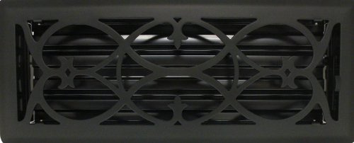 4 x 12 (5.25 x 13.25 Overall Size) Flat Black Victorian Register with Damper (HVAC Vent Cover)