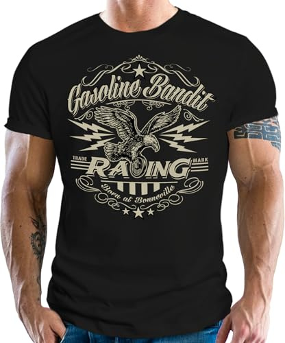 GASOLINE BANDIT Original Design Biker Racer T-Shirt: Born in Bonneville