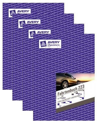 4er Sparpack Avery Zweckform 223 Fahrtenbuch, DIN A5 hoch, steuerlicher km-Nachweis, 40 Blatt, weiß