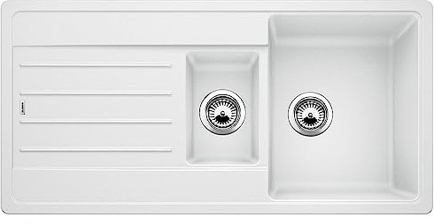 BLANCO LEGRA 6 S – Fregadero Rectangular de Granito con Desagüe Adicional para Armarios Bajos de 60 cm de Ancho – De SILGRANIT – Blanco – 522209