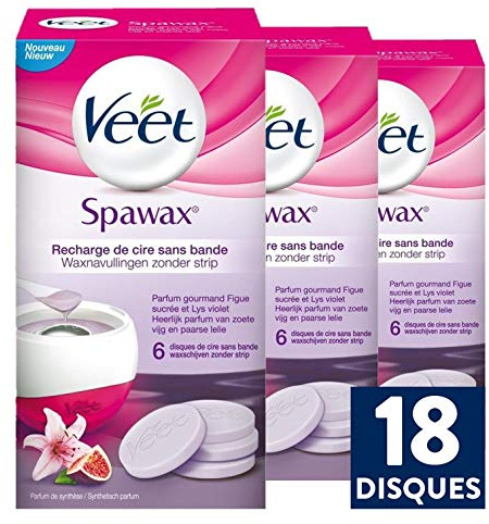 Veet Ersatzwachsscheiben 3er Pack für elektrisches Warmwachs-Set für langanhaltende Haarentfernung für seidig glatte Haut Spawax Warmwachsscheiben 3x6 Stück