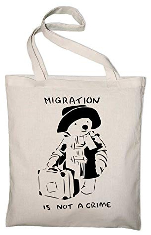 Migration Is Not A Crime Paddington Jutebeutel Shopping Bag, natur