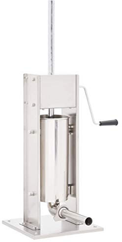 Festnight Kitchener Heavy Duty Manual Sausage Stuffer/Filler/Maker Vertical with 3 Stuffing Tubes Silver 5 L Stainless Steel