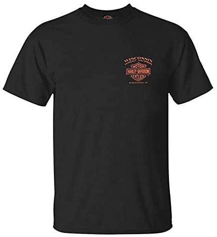 Harley-Davidson Men's Eagle Piston Short Sleeve Crew-Neck Cotton T-Shirt (L) Black