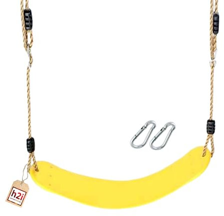 h2i Gummi Schaukel für Kinder und Kleinkinder | Flexibler Schaukelsitz | Höhenverstellbare Seile | Indoor & Outdoor Schaukelspaß für Jungen & Mädchen | gelb