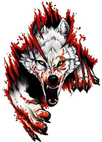 Zhuodingsen 3D Wolf Head Aufkleber Sticker Wolf Decal Car Decal Sticker PVC Auto Aufkleber Lustiger 3D Aufkleber Realistic 3D DIY Stickers, 18 * 25CM links
