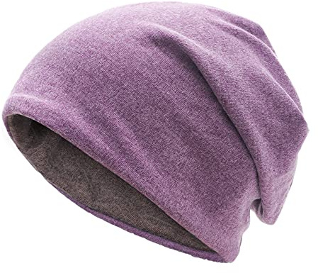 ZLYC Winter Strickmützen Doppelschicht Warm Beanie Mütze für Damen Herren(Einfarbig Lila Kaffee)