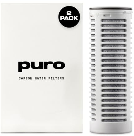 Puro Replacement Filter for Glass Pitcher - 2 PACK - Filters 200 Gallons - Long Lasting Filter - 400% Faster Filtering - Carbon Water Filter Removes Lead, Odors, Microplastics, Chlorine, Impurities
