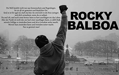 time4art Rocky Balboa BILD MIT ZITAT BOXEN SPORT Boxing English Print Canvas Black White Bild auf Keilrahmen Leinwand Giclee 120x80cm Wanddekoration Wohnzimmer