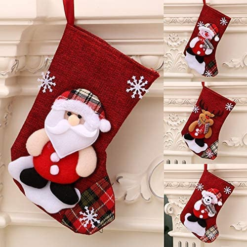 DSLIHA 4 pcs Bas de Noël Grande Taille Chaussette de Noël, Design Père Noël, Rennes et Bonhommes de Neige, Chaussettes de Cheminée, Xmas Sac Cadeau pour Décoration Noel Cheminée Sapin Sac de Bonbons