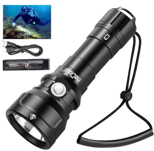 WholeFire Tauchlampe Extrem Hell 10000 Hoch Lumens, 150M IPX8 Wasserdicht 2000 Lumens Unterwasser Taschenlampe, PM70 LED Wiederaufladbar Taucherlampe für Unterwassersport (4000mAh Akku Enthalten)