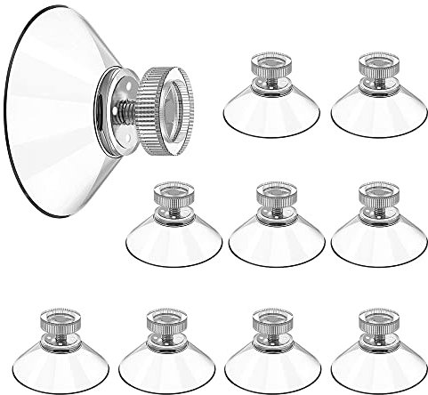OLRWSLG 10Pcs Suction Cup 40mm Window Suckers Glass Suction Pads Plastic Sucker Pads Extra Strong Adhesive Suction Holder with Knurled Nut for Outdoor, Kitchen, Bathroom, Window, Mirror