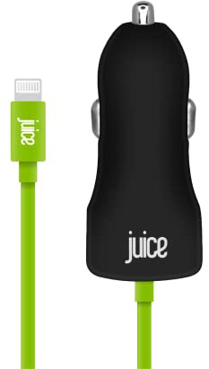 Juice 20W Integrated Lightning Char Charger, Apple Lightning Car Charger, MFI Certified, Power Delivery - iPhone 14, 14 Pro, 13, 13 Pro, 12, 12 Mini, SE, 11, XS, XR, iPad, Airpods Pro