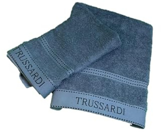 TRUSSARDI Set Asciugamani Bagno Viso e Bidet in Cotone, Asciugamani Resistente a Lavaggi, Include 1 Asciugamano Viso 55x100 cm e 1 Asciugamano Bidet Ospite 40x60 cm, Asciugamani 2 Pezzi
