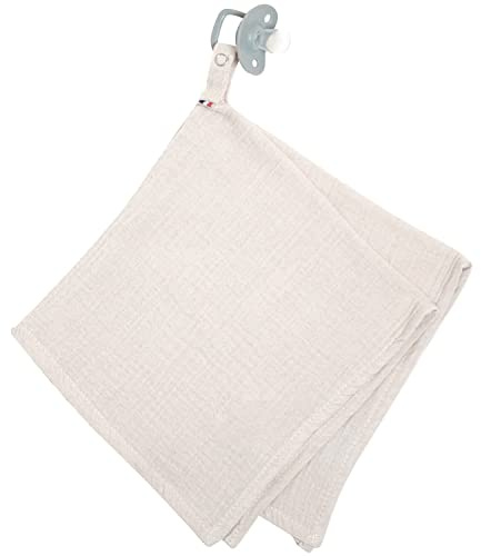 SEVIRA KIDS - Doudou lange attache tétine en gaze de coton, Jeanne - 40 x 40 cm Made in France