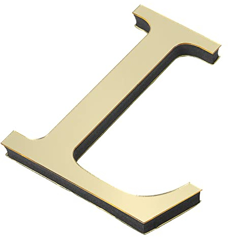 PATIKIL Hause Deko Schrift Schild Kunst Aufkleber Abziehbild Hellgold | 3D Acryl Buchstaben Spiegel Wandaufkleber Schrift L Selbstklebend, Für DIY Hause Dekoration
