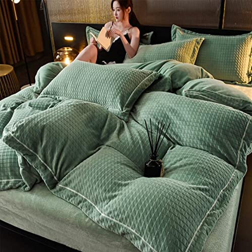 MGHOME Juego de Funda Nórdica de Terciopelo de Lujo,Juego de Ropa de Cama de Franela Transpirable Ultrasuave, Juego de Funda de Edredón de Reversible Grueso con Cierre de Cremallera para Invierno