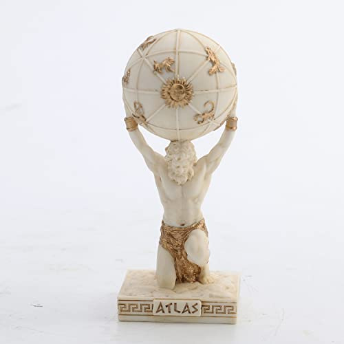 Veronese Design Atlas der griechische Titan-Träger des Himmels aus Kunstharz, 9,5 cm, Weißgold-Finish