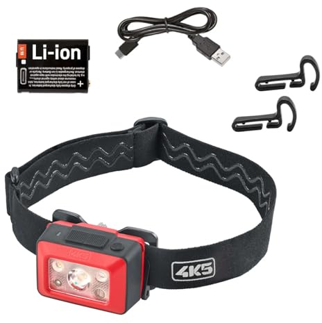 4K5 Tools Kopflampe WP 550 (LED-Lampe, Leuchtkraft bis 550 Lumen, mit Sensor On-Modus, verstellbares Stirnband, drei Leuchtstufen, spritzwassergeschützt)