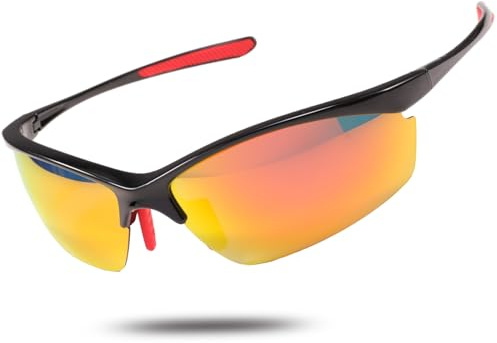 Polarisierte Sport-Sonnenbrille für Herren und Damen, superleichte Laufbrille, TR90-Rahmen, Fahrradbrille, MTB-Brille, Fahren, Angeln, Golf, glänzendes Schwarz und Orange