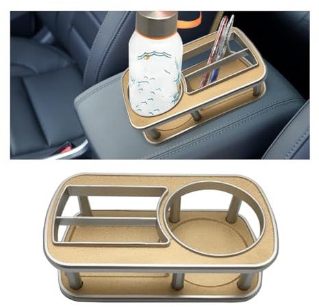 JNNJ Portabicchieri Multifunzione per Console Centrale Dell'auto, Supporto in Auto per Bottiglie di Bevande e Telefono, Organizzatore di Stoccaggio ABS per Tazza D'acqua Universale per Auto(Oro)