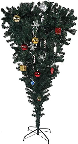 Weihnachtskiefer, massiver Baum mit Metallständer für Außen- und Innendekorationen, 1,5 m, schwarzer umgedrehter künstlicher Weihnachtsbaum, schwarzer umgedrehter Halloween-Baum (2,4 m/8 Fuß) (2,4 m/8
