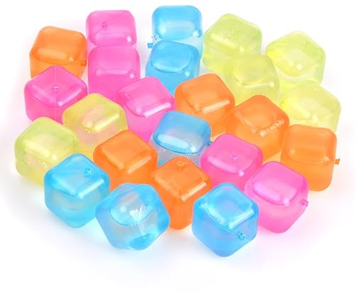 24Pcs Cubo de Hielo Plástico Cubitos de Hielo Reutilizables Cubitos de Hielo para Fiesta Cocteles, Reusable Ice Cubes Facial, Mantener la Comida Fresca 2.5 * 2.5 * 2.5cm (A)
