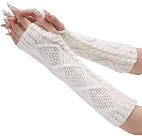 HANXIULIN Damen Strick-Armwärmer Länge Ärmel Handschuhe Armwärmer Handschuhe Armwärmer Fingerlose Handschuhe Winter Strickhandschuhe
