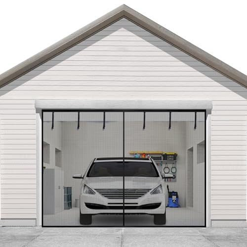 Sunolga Garage Door Screen for 1 Car, 9x7FT, Black