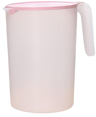 Brocca in plastica, brocca da 2 litri con coperchio, caraffa per acqua con manico, riutilizzabile coperchio per brocca per succo, caraffa per acqua per frigorifero, tè ghiacciato, succo, limonata,