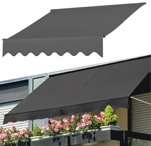 paiye Ersatz für Terrassen Klemmmarkise, Polyester Überdachung mit UV Schutz, Wasserabweisende Sonnenschutzabdeckung (Color : Grau, Size : 350cm)