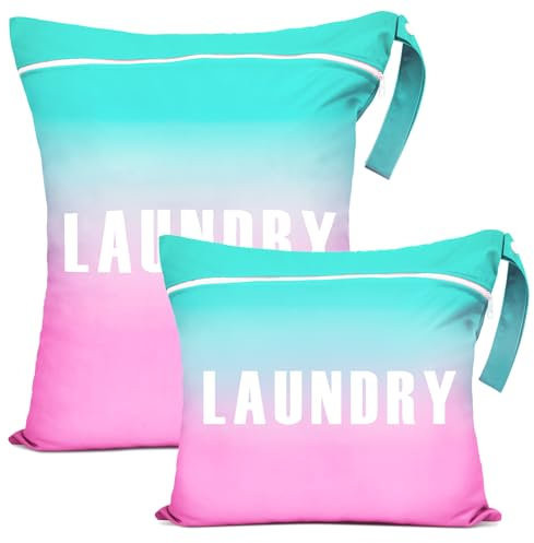 Grande borsa per la biancheria, da viaggio e piccolo, impermeabile, con manici, borsa per la biancheria sporca, per abbigliamento fitness, abbigliamento bagnato, yoga (rosa sfumato)