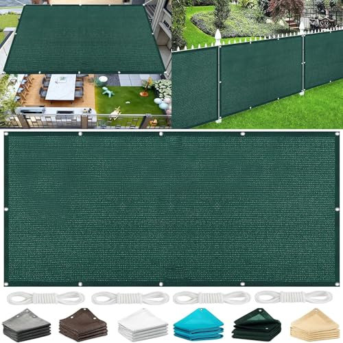 Sonnenschutz Sunsegel 100 x 260 cm Atmungsaktiv Segeltuch Pergola Atmungsaktiv Kühlend mit Seil für Balkon Terrasse Garten Outdoor, Dunkelgrün